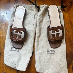 Gucci cutout leather slides